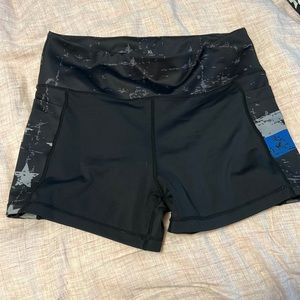 Thin blue line workout shorts
